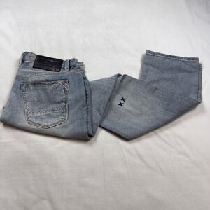 Cult of Individuality Greaser Straight Jeans Mens 36x34 Distressed Bleach